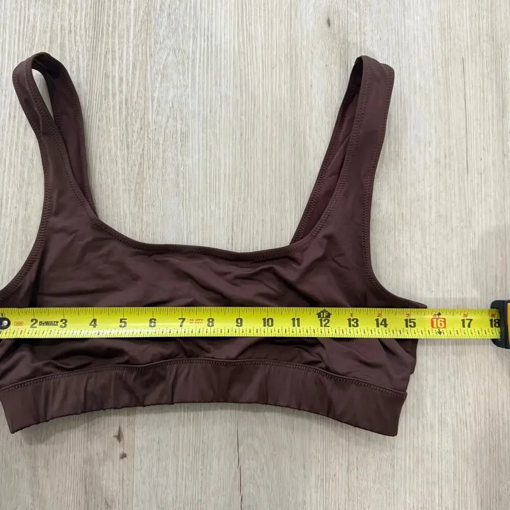SKIMS Scoop Neck Tank Bikini Top Cocoa Brown Minimal Swim Top Size XL